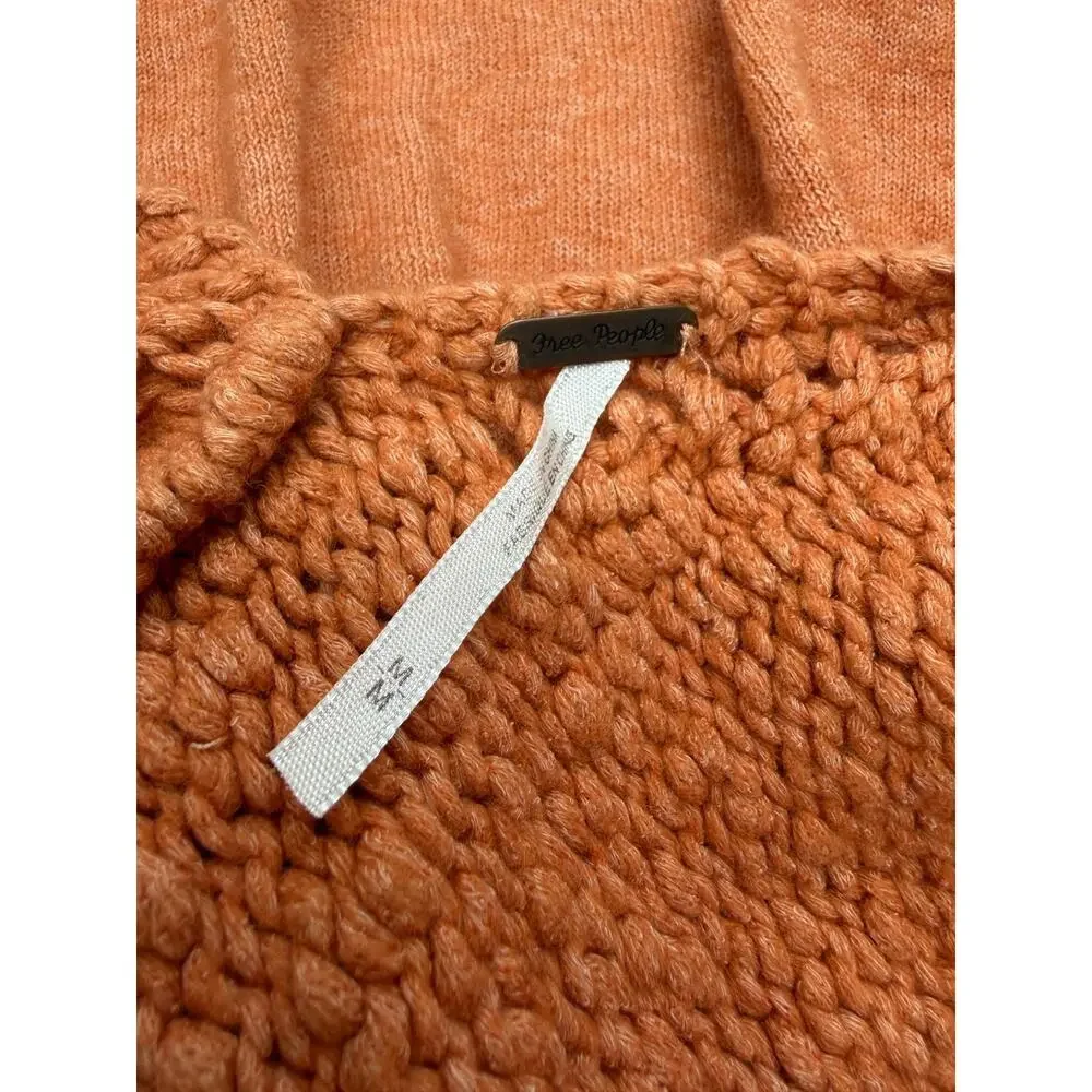 Free People Womens Orange Knitted Tunic Sleeveless Top Size Medium